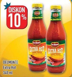 Promo Harga DEL MONTE Sauce Extra Hot Chilli 340 ml - Hypermart