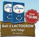 Promo Harga LACTOGROW 3 / 4 Susu Pertumbuhan All Variants per 2 box 750 gr - Alfamidi