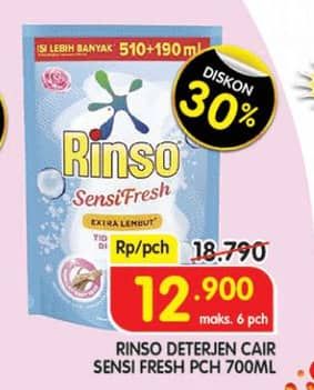 Promo Harga Rinso Liquid Detergent Sensi Fresh 700 ml - Superindo