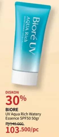 Promo Harga Biore UV Aqua Rich Watery Essence SPF 50 50 gr - Guardian