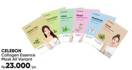 Promo Harga CELEBON Collagen Essence Mask Aloe, Cucumber, Green Tea, Pearl, Platinum, Snail  - Guardian