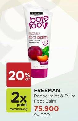 Promo Harga FREEMAN Bare Foot Softening Foot Balm Peppermint Plum 150 ml - Watsons