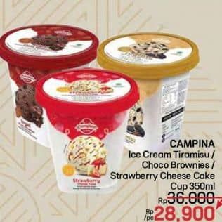 Promo Harga Campina Ice Cream Cake Series Tiramisu, Royal Choco Brownies, Strawberry Cheese Cake 350 ml - LotteMart