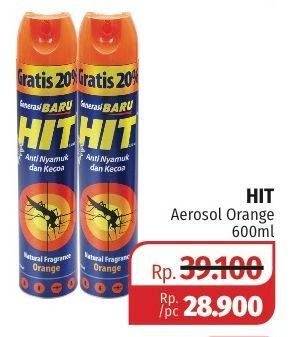 Promo Harga HIT Aerosol Orange 600 ml - Lotte Grosir