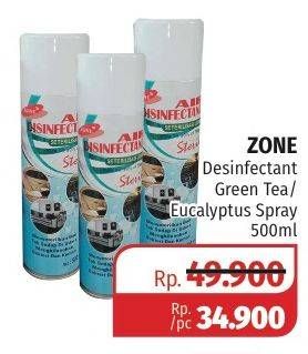 Promo Harga ZONE Air Disinfectant Spray Green Tea, Eucalyptus 500 ml - Lotte Grosir
