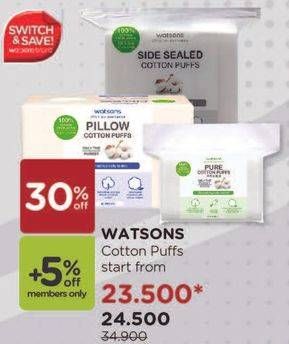 Promo Harga WATSONS Side Sealed Cotton Puffs  - Watsons
