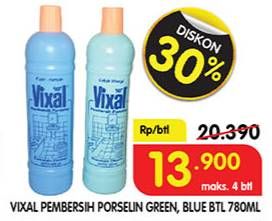 Promo Harga VIXAL Pembersih Porselen Green Kuat Harum, Blue Extra Kuat 780 ml - Superindo