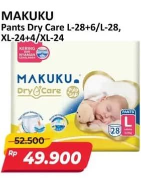 Promo Harga Makuku Dry & Care Celana L28+6, L28, XL24+4, XL24 24 pcs - Alfamart