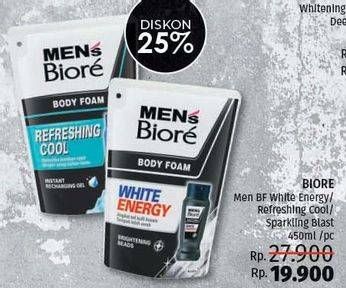 Promo Harga BIORE MENS Body Foam White Energy, Cool Energy, Sparkling Blast 450 ml - LotteMart
