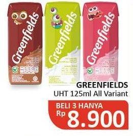 Promo Harga GREENFIELDS UHT Choco Malt, Full Cream, Strawberry 125 ml - Alfamidi