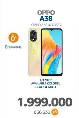 Promo Harga Oppo A38 Smartphone 4 + 128GB  - Electronic City