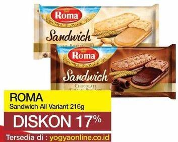 Promo Harga ROMA Sandwich All Variants 216 gr - Yogya