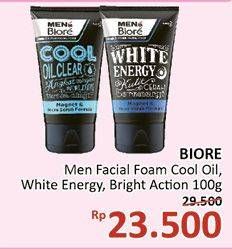 Promo Harga BIORE MENS Facial Foam Cool Oil, White Energy, Bright Action 100 gr - Alfamidi