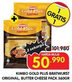 Promo Harga Kimbo Gold Plus Bratwurst Butter Cheese, Original 360 gr - Superindo