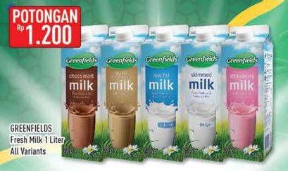 Promo Harga GREENFIELDS Fresh Milk All Variants 1000 ml - Hypermart