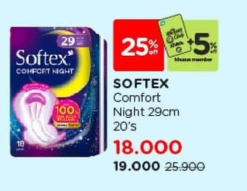 Promo Harga Softex Comfort Night Wing 29cm 20 pcs - Watsons