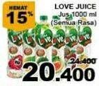 Promo Harga LOVE Juice All Variants 1 ltr - Giant
