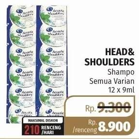 Promo Harga HEAD & SHOULDERS Shampoo All Variants per 12 sachet 9 ml - Lotte Grosir