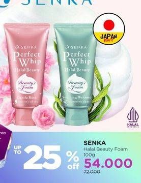 Promo Harga Senka Perfect Whip Facial Foam Halal Beauty Gentle Rose, Halal Beauty Soothing Wakame 100 gr - Watsons