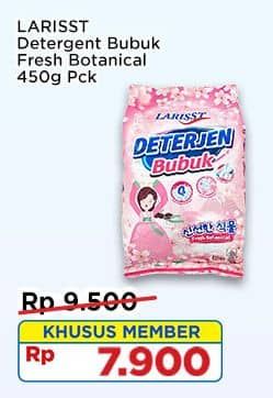 Larisst Detergent Bubuk 450 gr Diskon 16%, Harga Promo Rp7.900, Harga Normal Rp9.500, Khusus Member