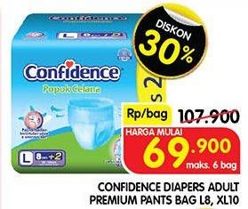 Promo Harga Confidence Adult Diapers Pants L8+2, XL10 10 pcs - Superindo