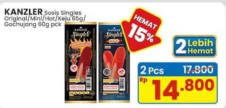 Promo Harga Kanzler Sosis Single Original, Mini, Hot, Keju, Gochujang 60 gr - Indomaret