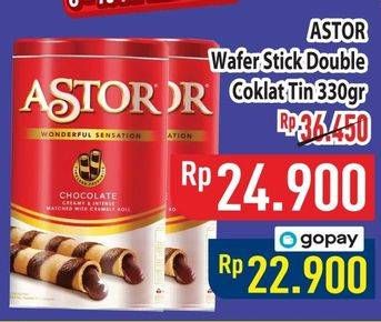 Promo Harga Astor Wafer Roll Double Chocolate 330 gr - Hypermart