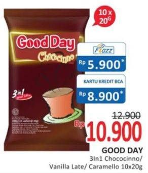 Promo Harga Good Day Instant Coffee 3 in 1 Chococino, Vanilla Late, Rock Salt Caramello per 10 sachet 20 gr - Alfamidi