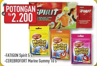 Promo Harga FATIGON Spirit Suplemen Penambah Tenaga/CEREBROFORT Marine Gummy  - Hypermart