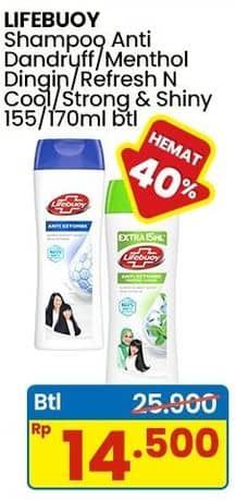Promo Harga Lifebuoy Shampoo Anti Dandruff, Refresh Cool, Strong Shiny 155 ml - Indomaret
