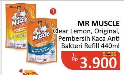 Promo Harga MR MUSCLE Pembersih Kaca Lemon, Original, Anti Bakteri 440 ml - Alfamidi