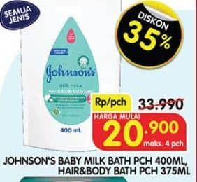 Promo Harga Johnsons Baby Milk Bath Milk + Rice 375 ml - Superindo