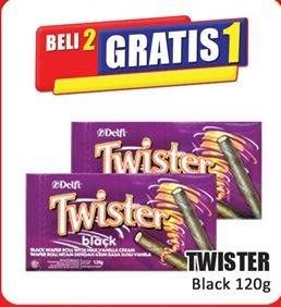 Promo Harga Delfi Twister Wafer Stick Black Vanilla 140 gr - Hari Hari