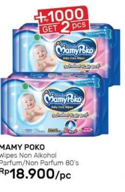 Promo Harga MAMY POKO Baby Wipes Perfumed, Non Perfumed 80 pcs - Guardian