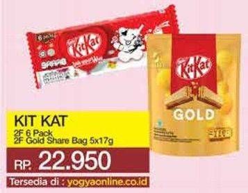 Promo Harga KIT KAT 2F 6 Pack, 2F Gold Share Bag 5x17g  - Yogya