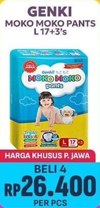 Promo Harga Genki Moko Moko Pants L17+3 20 pcs - Indomaret