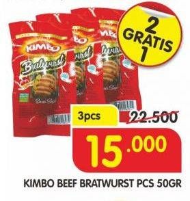 Promo Harga KIMBO Bratwurst per 3 bungkus 50 gr - Superindo