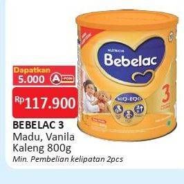 Promo Harga BEBELAC 3 Susu Pertumbuhan Madu, Vanila 800 gr - Alfamart