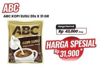 Promo Harga ABC Kopi Susu per 20 sachet 31 gr - Carrefour