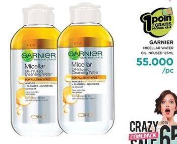 Promo Harga GARNIER Micellar Water Oil Infused 125 ml - Watsons