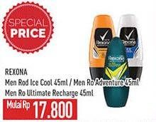 Promo Harga Rexona Men Deo Roll On Ice Cool, Adventure, Ultra Recharge 45 ml - Hypermart