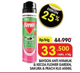 Promo Harga Baygon Insektisida Spray Flower Garden, Japanese Peach 600 ml - Superindo