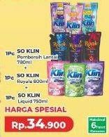 Promo Harga SO KLIN Pembersih Lantai 780 + Royale 800 mL + Liquid Detergent 750 mL  - Yogya