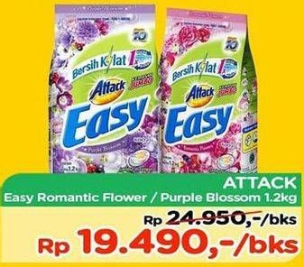 Promo Harga ATTACK Easy Detergent Powder Romantic Flower, Purple Blossom 1200 gr - TIP TOP
