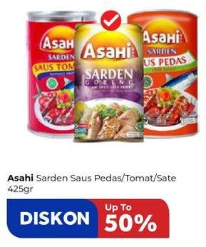 Promo Harga ASAHI Sardines Bumbu Sate Pedas, Saus Tomat, Saus Pedas 425 gr - Carrefour
