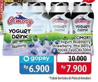 Promo Harga CIMORY Mini Yogurt Drink Blueberry, Mixed Berry, Strawberry, Yolite Tayo per 4 pcs 70 ml - Alfamidi