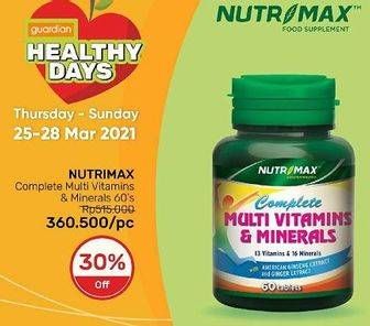 Promo Harga NUTRIMAX Complete Multivitamins & Minerals 60 pcs - Guardian