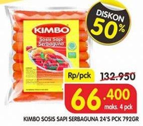 Promo Harga KIMBO Sosis Sapi Serbaguna per 24 pcs 792 gr - Superindo