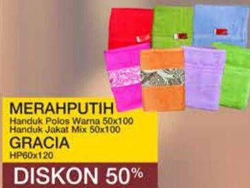 Promo Harga Merah Putih Handuk Polos Warna 50 x 100, Handuk Jakat Mix 50 x 100, Gracia HP60x120  - Yogya