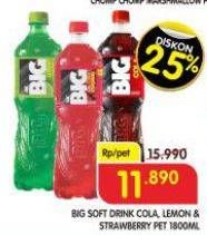 Promo Harga Aje Big Cola Minuman Soda Cola, Lemon, Strawberry 1800 ml - Superindo
